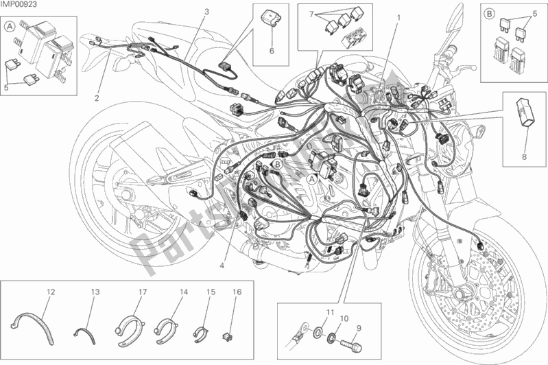 All parts for the Wiring Harness of the Ducati Monster 821 Dark 2015